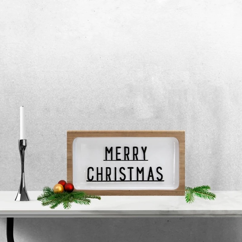 White Merry Christmas Wood Plaque