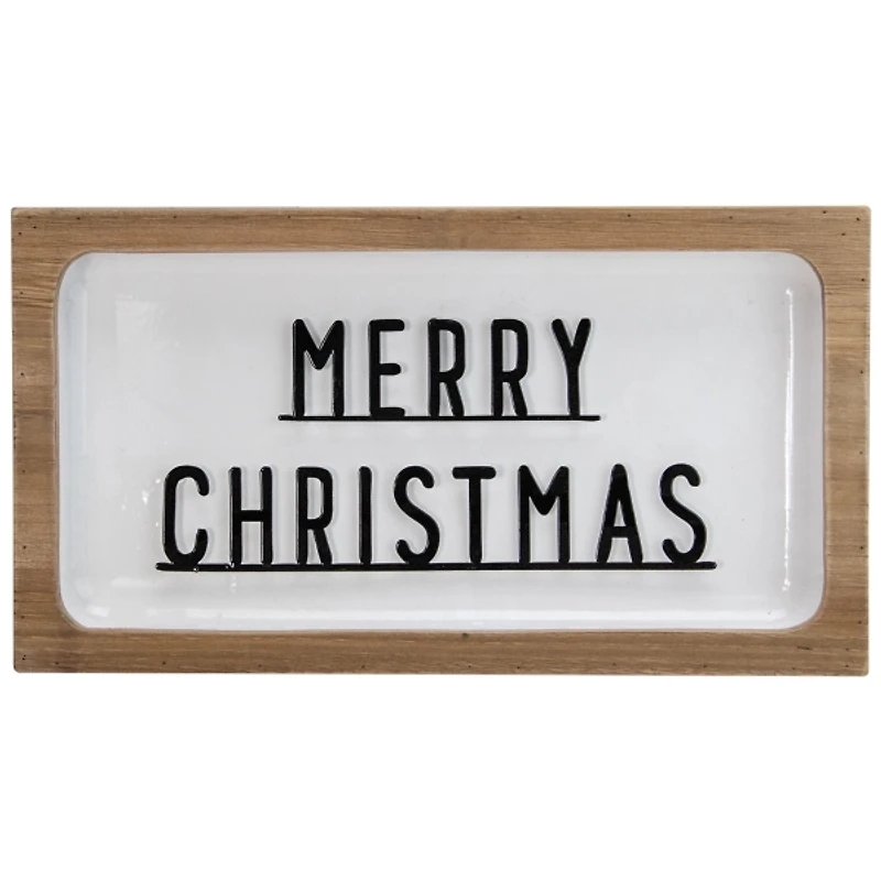 White Merry Christmas Wood Plaque