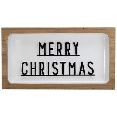 White Merry Christmas Wood Plaque