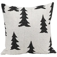 Black and White Tree Knit Christmas Throw Pillow