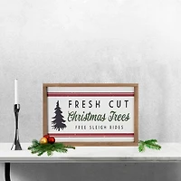 Fresh Cut Christmas Trees Wood Framed Wall Plaque