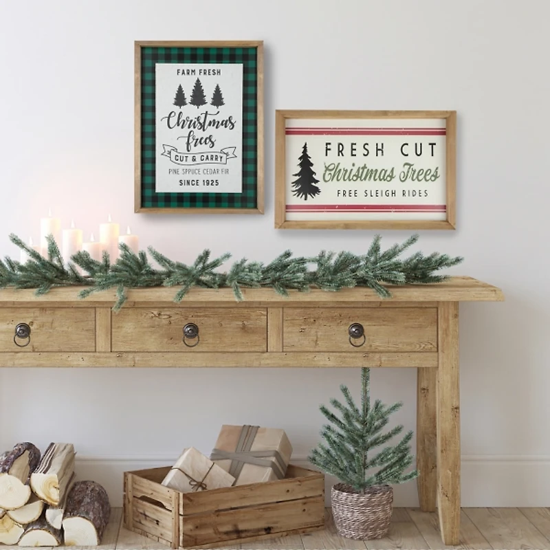 Fresh Cut Christmas Trees Wood Framed Wall Plaque