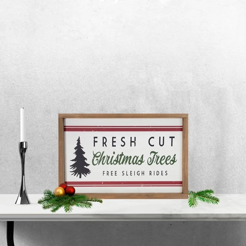 Fresh Cut Christmas Trees Wood Framed Wall Plaque