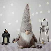 Brown and White Knit LED Gnome