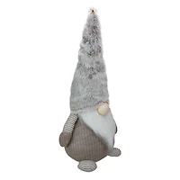 Brown and White Knit LED Gnome