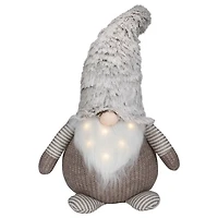Brown and White Knit LED Gnome
