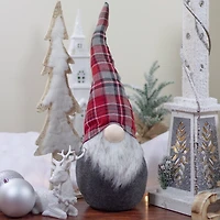 Red and Gray Plaid Hat Sitting Christmas Gnome