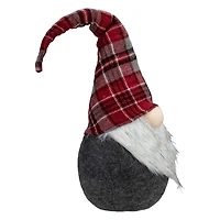 Red and Gray Plaid Hat Sitting Christmas Gnome
