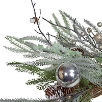 Frosted Silver Pine Christmas Wreath