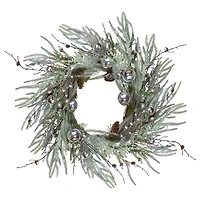Frosted Silver Pine Christmas Wreath