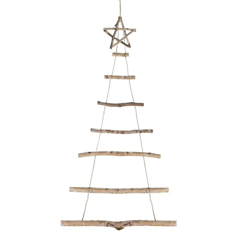 Brown Birch Wood Christmas Tree Wall Hanging