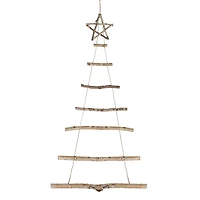 Brown Birch Wood Christmas Tree Wall Hanging
