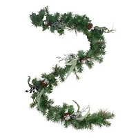 Pine, Blueberry, and Iced Twig Christmas Garland
