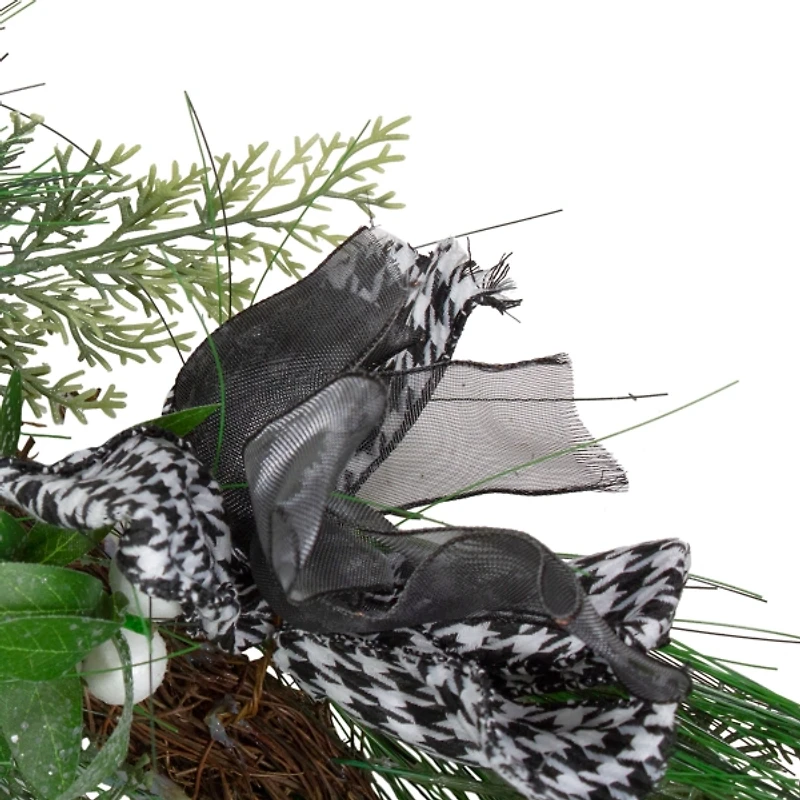 White Berries & Houndstooth Bows Christmas Garland