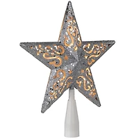 LED Silver Glitter Star Christmas Tree Topper