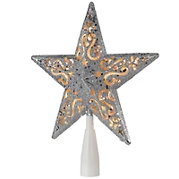 LED Silver Glitter Star Christmas Tree Topper