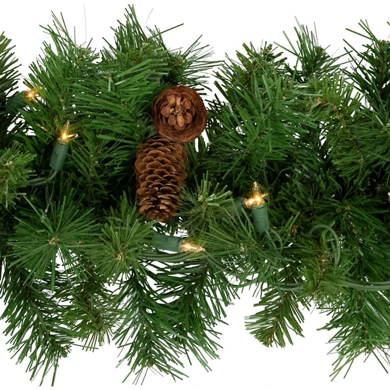 Dakota Pinecone Clear LED Lit Garland, 108 in.