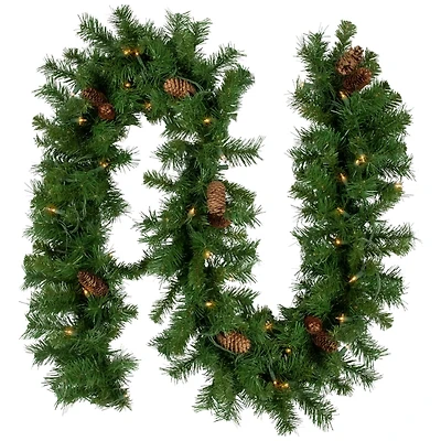 Dakota Pinecone Clear LED Lit Garland, 108 in.