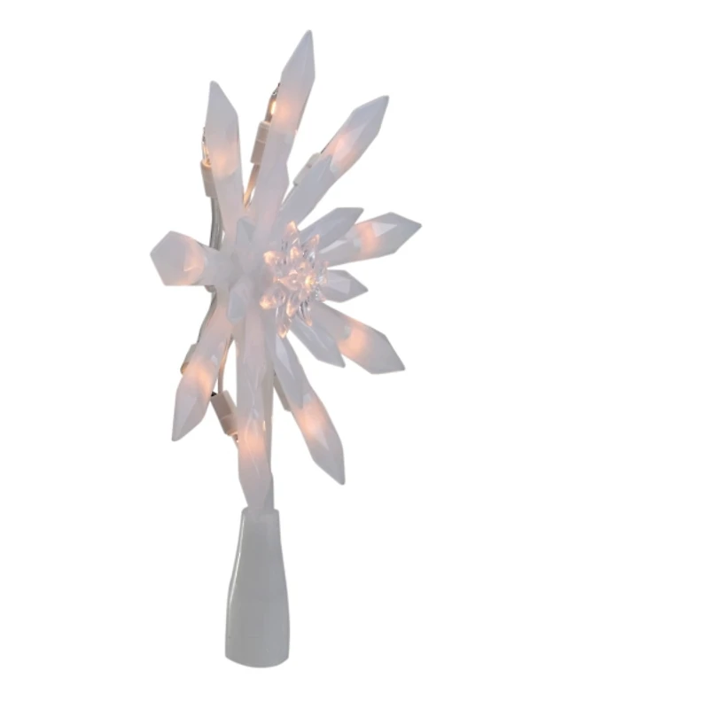 White Crystal Snowflake Pre-Lit LED Tree Topper
