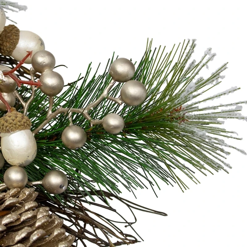 Frosted Champagne Acorns Christmas Wreath