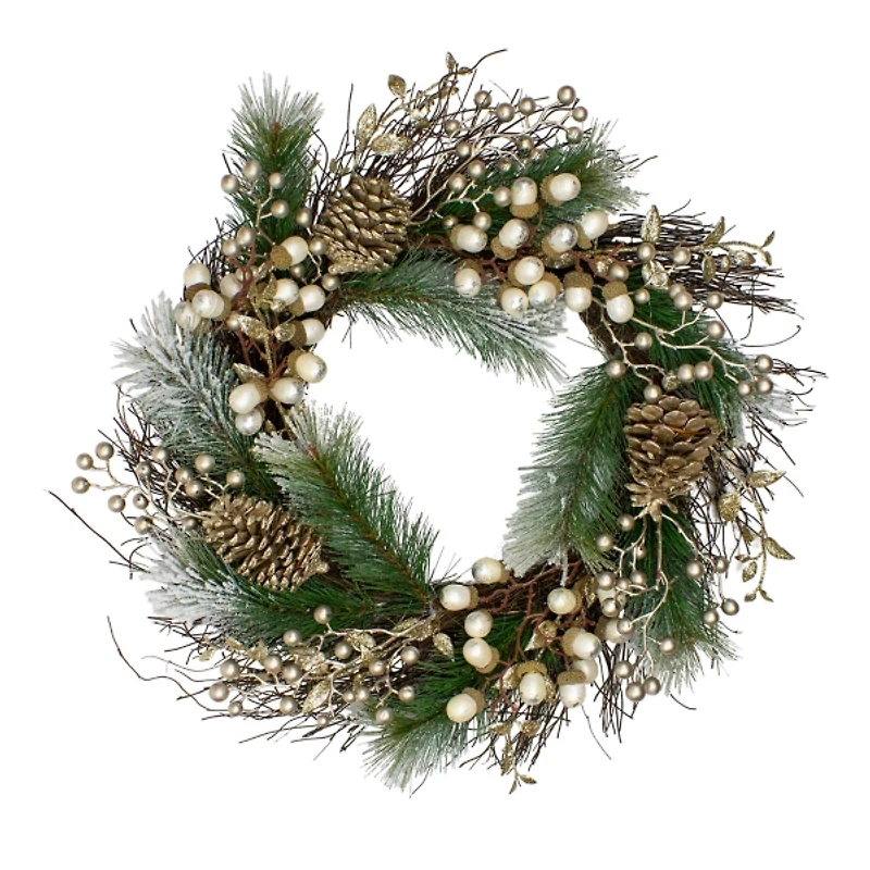 Frosted Champagne Acorns Christmas Wreath