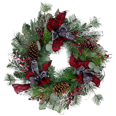 Buffalo Check Plaid Ribbon Holiday Wreath