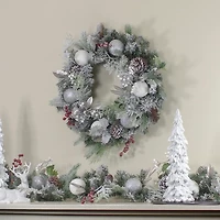 Ornaments and Frosted Cedar Berries Wreath