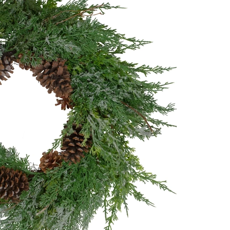 Frosted Cedar Pinecone Wreath