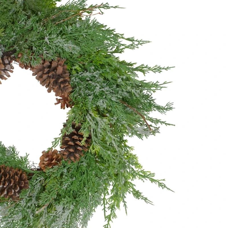 Frosted Cedar Pinecone Wreath