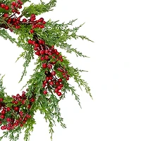 Iced Red Berries and Cedar Wreath