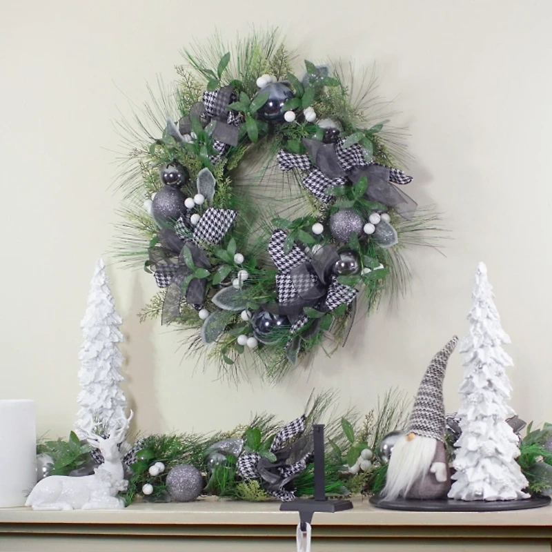 Blue and Gray Bow Wreath