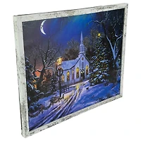 Night Church Christmas LED Canvas Art Print