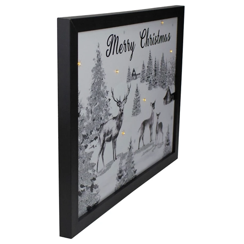 Black White Winter Scene LED Canvas Art Print