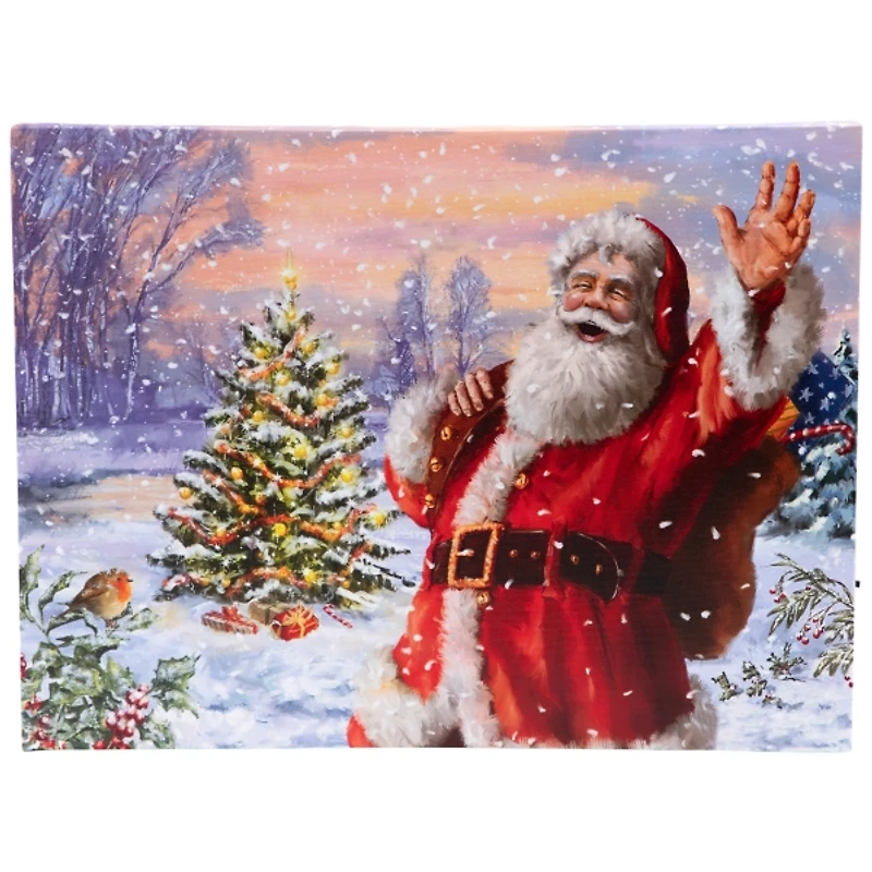 Santa Waving LED Canvas Art Print