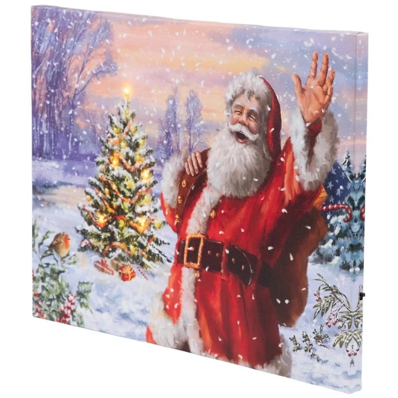 Santa Waving LED Canvas Art Print