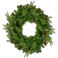 Mixed Winterberry Pinecone Pre-Lit Wreath