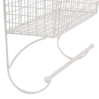 Antique White Wire Basket Towel Rack, 17 in.