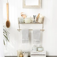 Antique Gold Wire Basket Towel Rack, 17 in.