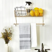 Antique Gold Wire Basket Towel Rack, 17 in.