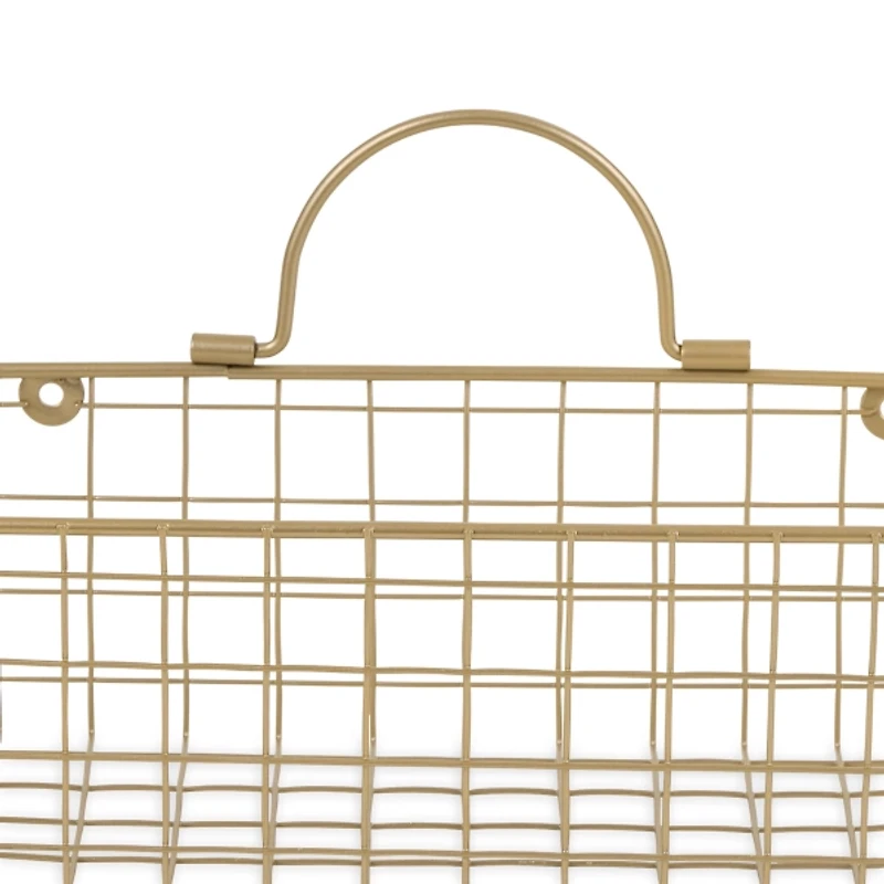 Gold Metal Wire Cage Wall Baskets, Set of 2