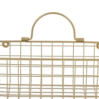 Gold Metal Wire Cage Wall Baskets, Set of 2
