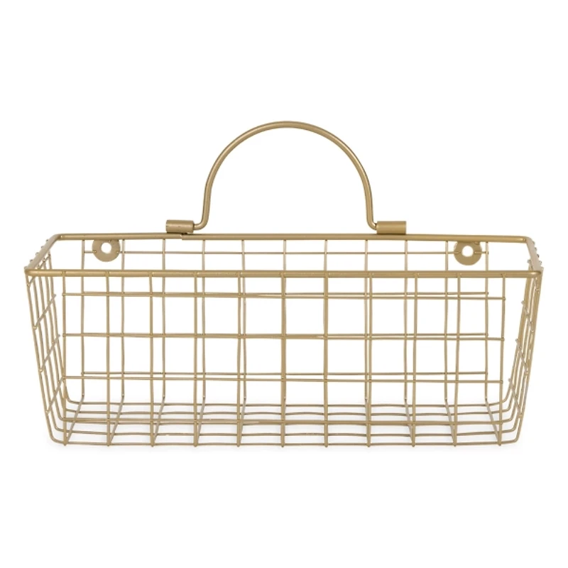 Gold Metal Wire Cage Wall Baskets, Set of 2