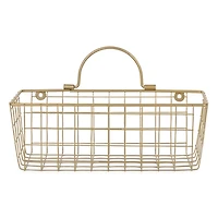 Gold Metal Wire Cage Wall Baskets, Set of 2