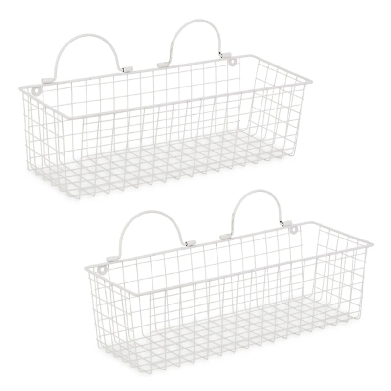 Antique White 2-pc. Long Wire Basket Set, 17 in.