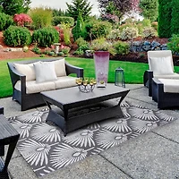 Slate Fan Leaf Outdoor Area Rug, 4x6