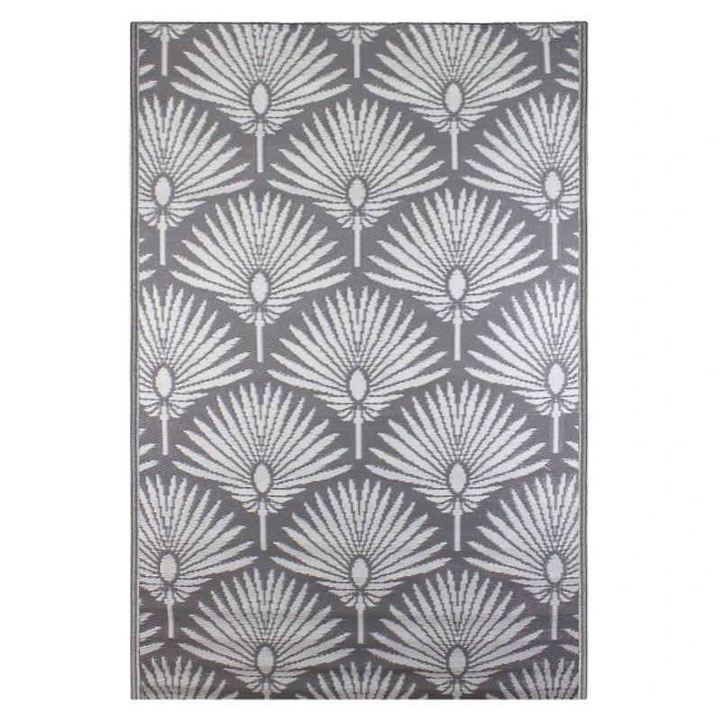 Slate Fan Leaf Outdoor Area Rug, 4x6