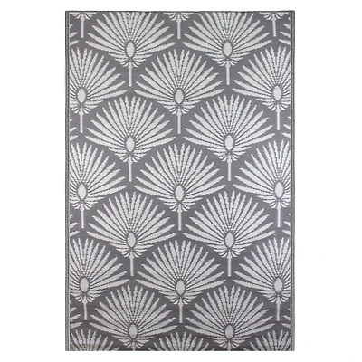 Slate Fan Leaf Outdoor Area Rug, 4x6