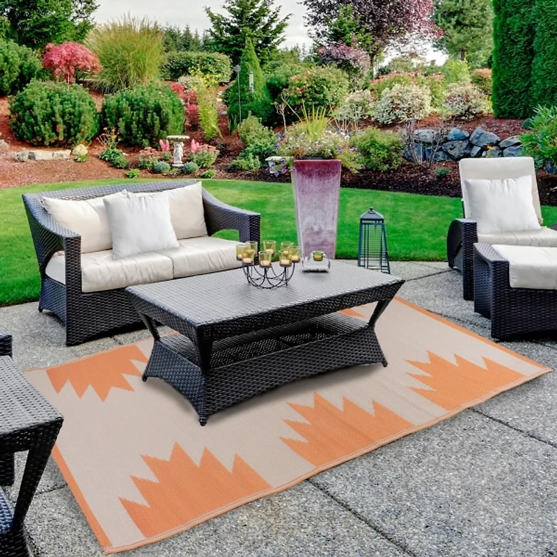 Orange Geometric Outdoor Area Rug, 4x6