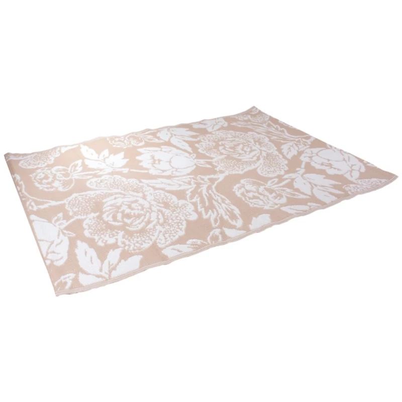Beige Roses Outdoor Area Rug, 4x6