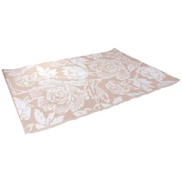 Beige Roses Outdoor Area Rug, 4x6